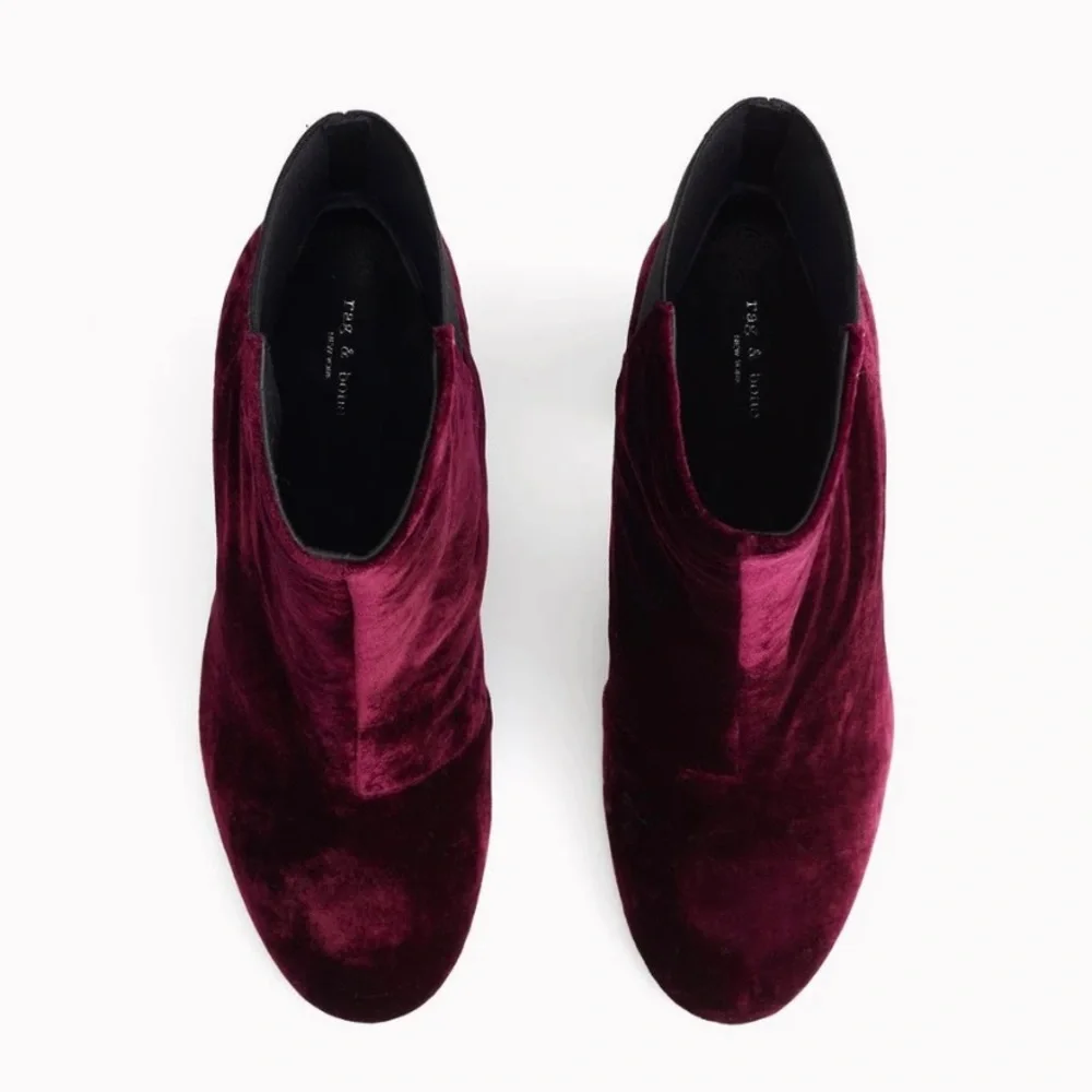 NEW Rag & Bone AGNES BOOT Suede in Black Cherry - Picture 4 of 10